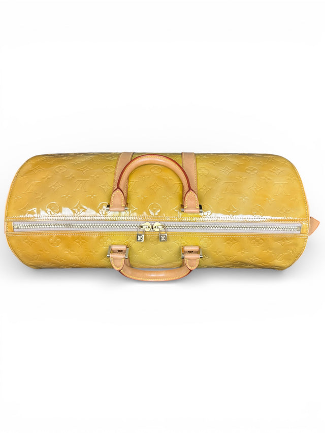 Louis Vuitton Keepall Mercer Reisetasche Weekender Tasche Vernis Monogram Gelb