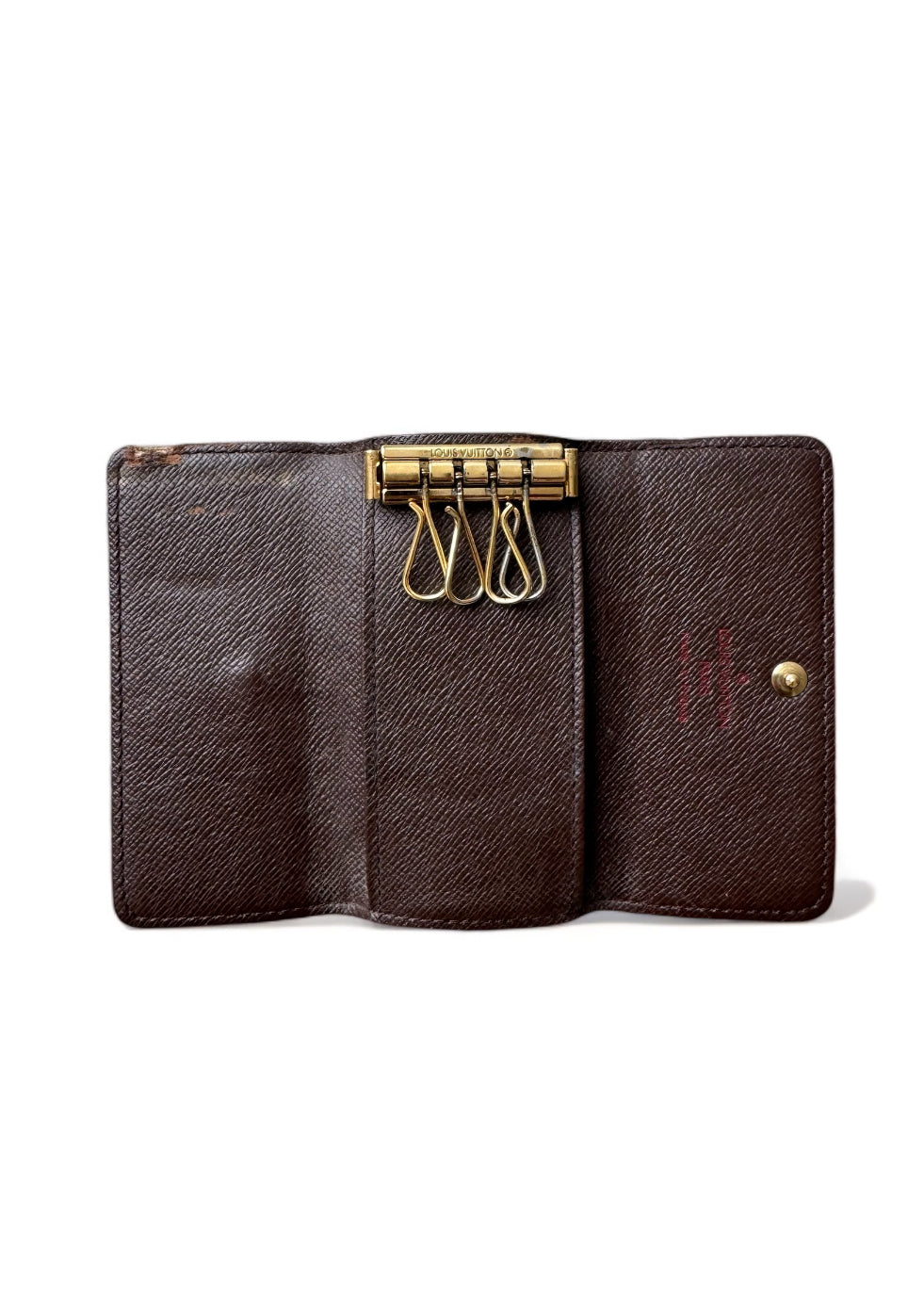 Louis Vuitton Schlüsseletui Damier Ebène Braun 4 Schlüssel