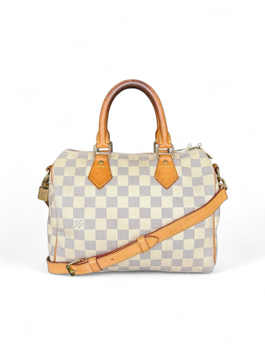 Louis Vuitton Speedy 25 Bandouliere Handtasche Damier Azur