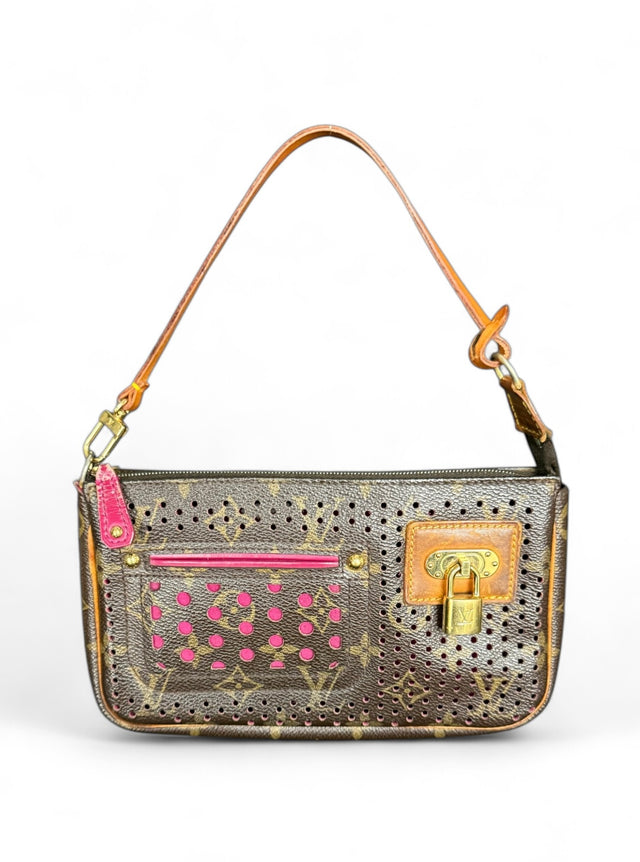 Louis Vuitton Pochette Accessoires Perfo Handtasche Monogram Braun