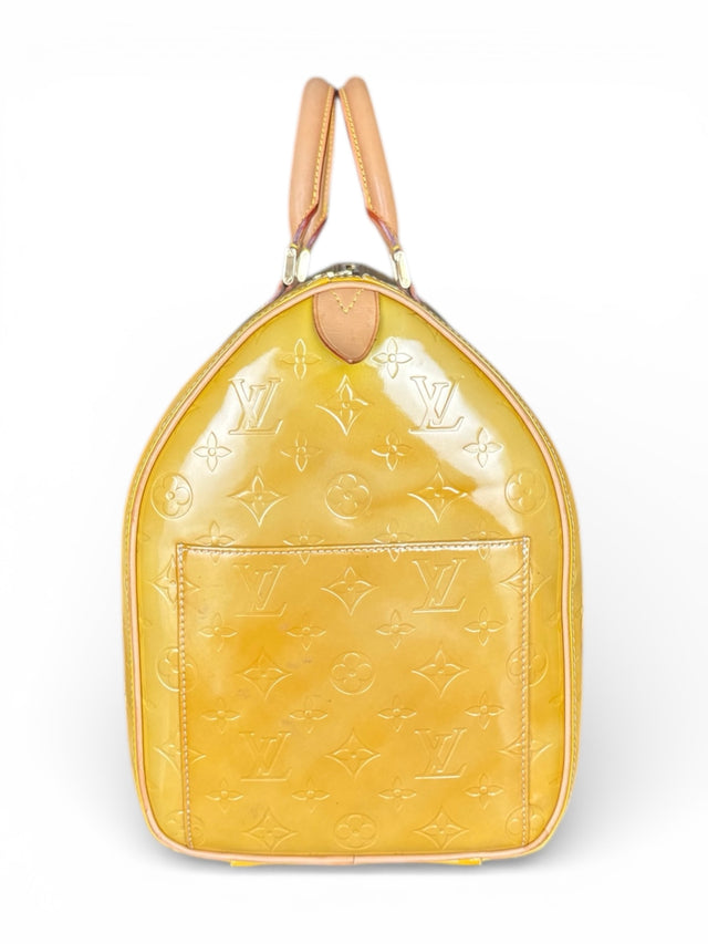 Louis Vuitton Keepall Mercer Reisetasche Weekender Tasche Vernis Monogram Gelb