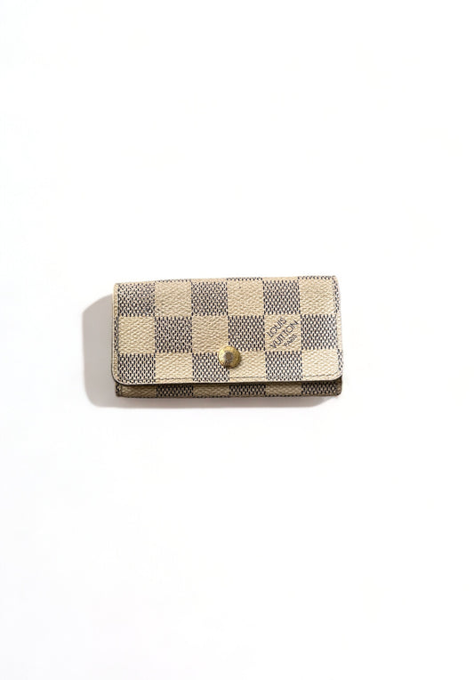 Louis Vuitton Schlüsseletui Damier Azur Weiß 4 Schlüssel