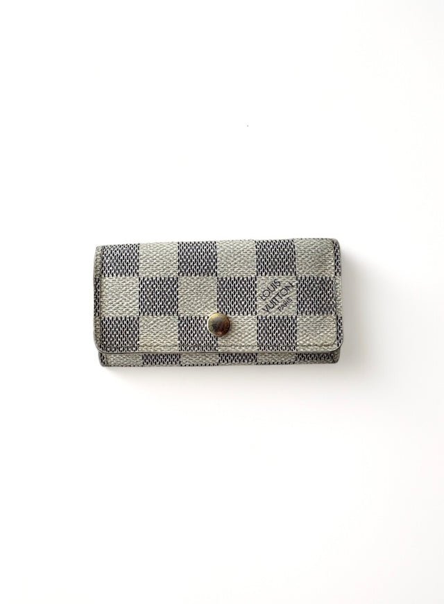 Louis Vuitton Schlüsseletui Damier Azur Weiß 4 Schlüssel