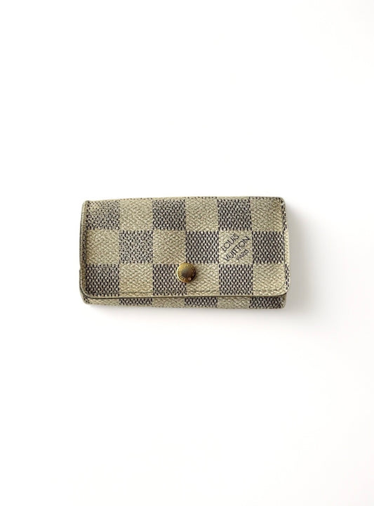 Louis Vuitton Schlüsseletui Damier Azur Weiß 4 Schlüssel